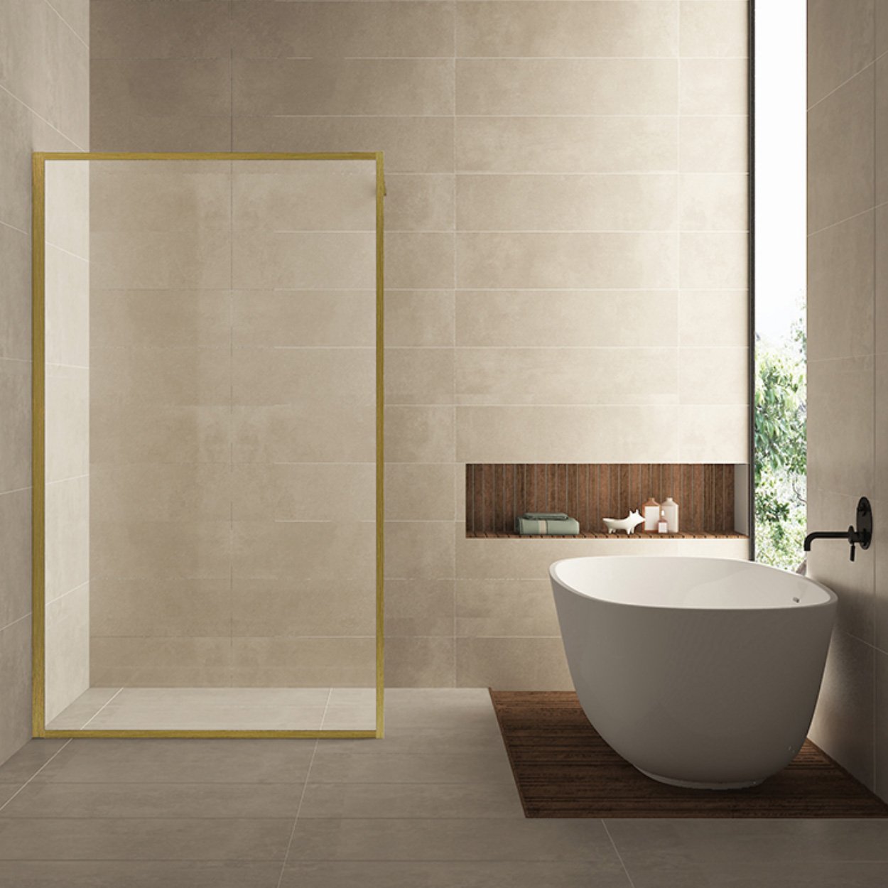 Wiesbaden Square Inloopdouche 10mm NANO Helder Glas / Geborsteld Messing Frame